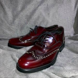 Red Wine Studded Oxfords
